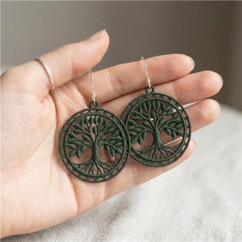 Tree of Life Earrings Green