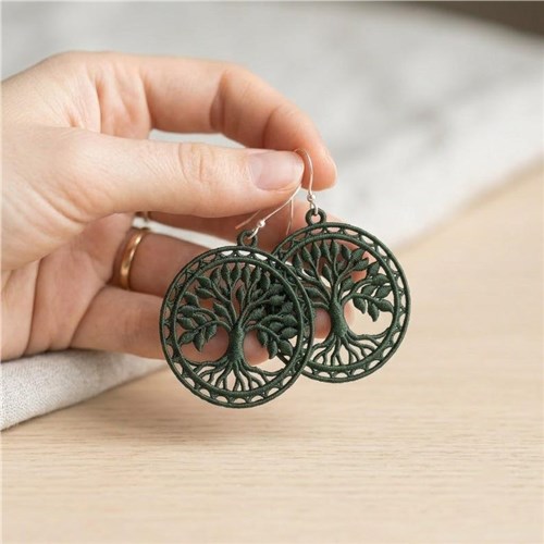Tree of Life Earrings Green