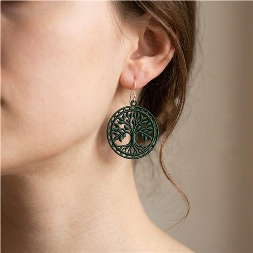 Tree of Life Earrings Green