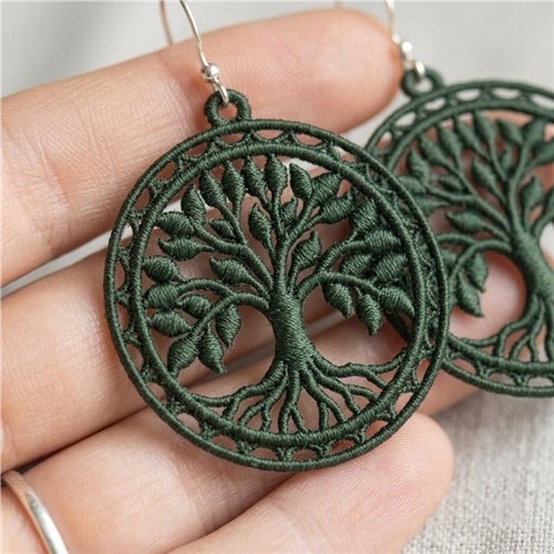 Tree of Life Earrings Green