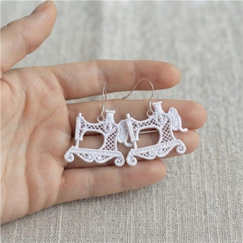 Sewing Machine Earrings Lace