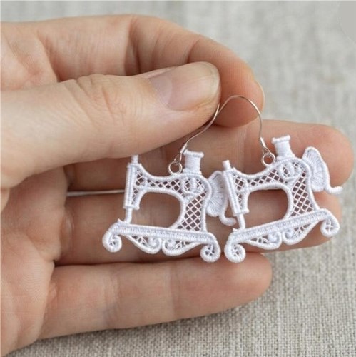 Sewing Machine Earrings Lace