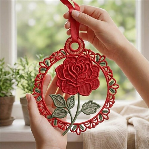 Rose Free Standing Lace Ornament