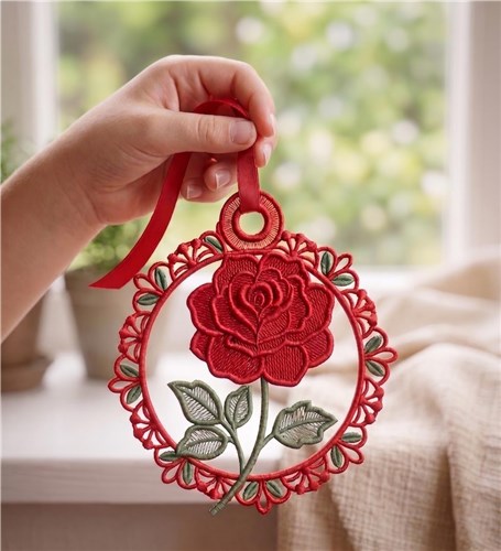 Rose Free Standing Lace Ornament