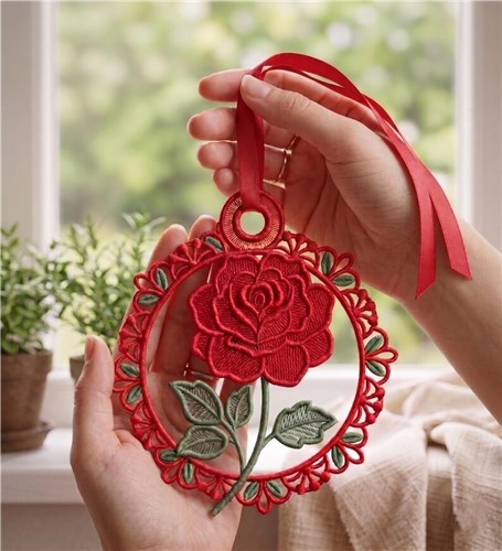 Rose Free Standing Lace Ornament