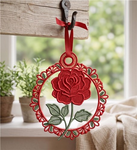 Rose Free Standing Lace Ornament