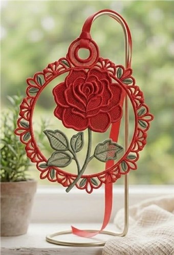 Rose Free Standing Lace Ornament