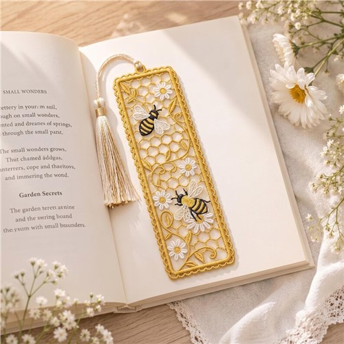 Bee Bookmark Floral