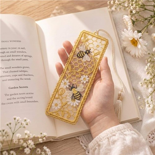 Bee Bookmark Floral