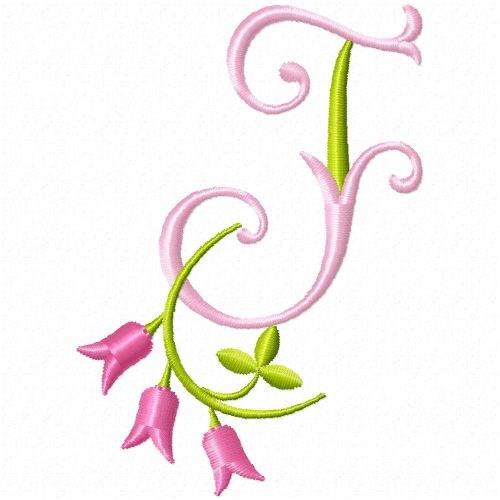 Monogram Pink Bloom W Embroidery Design