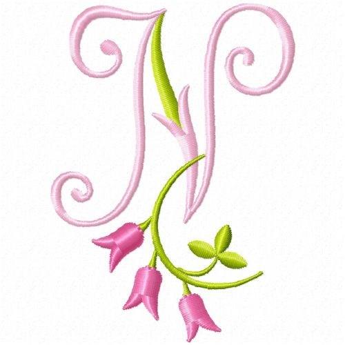 Monogram Pink Bloom N Embroidery Design