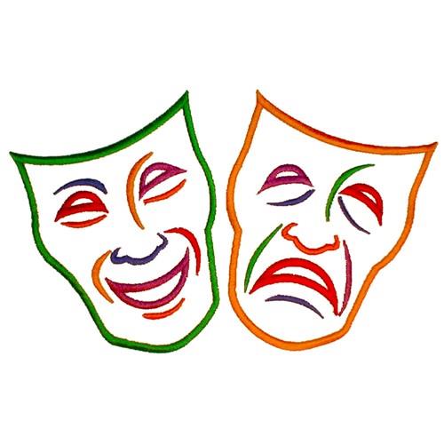 Comedy Tragedy Masks Embroidery Design