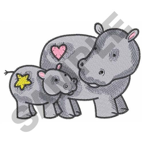 Wild Hippopotamus Applique Embroidery