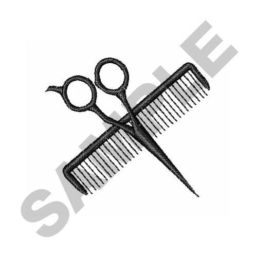 Haircut Scissors Comb Machine Embroidery Design, Embroidery