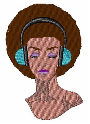 Embroidery file woman with headphones