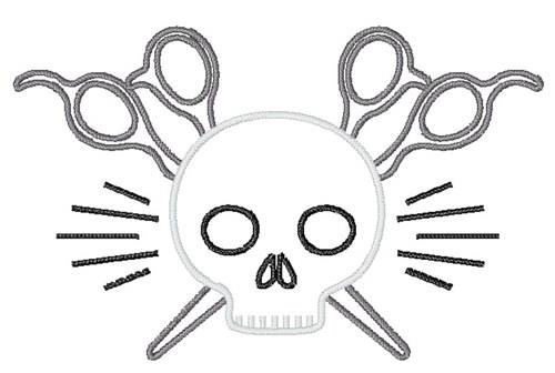Skull & Scissors Embroidery Design
