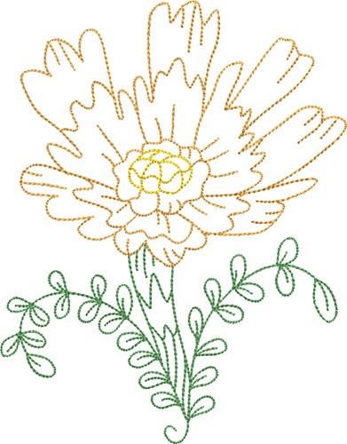 Blooming WIldflower Outline Embroidery Design