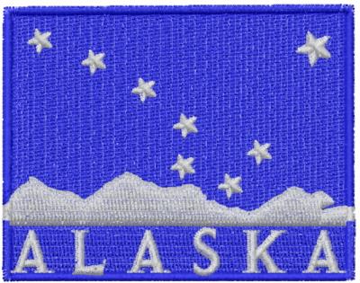 Alaska State Silhouette Multi-Color Embroidered Iron-On Patch Applique