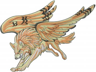 drawings of wolf with wings