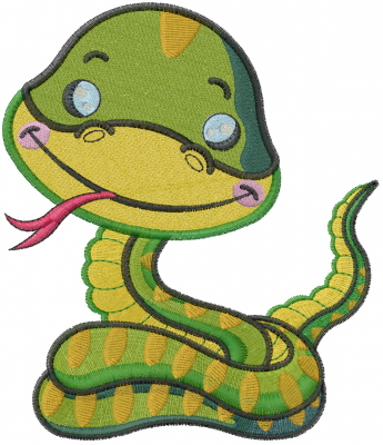 Baby Snake Embroidery Design 