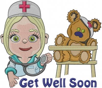 Get Well Soon Bear Embroidery Design