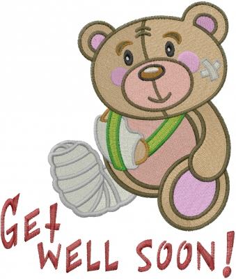 Get Well Soon Bear Embroidery Design