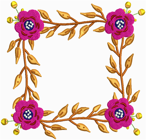 Flower Frame Embroidery Design