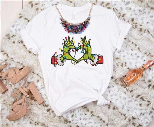 Christmas Lights Grinch Heart