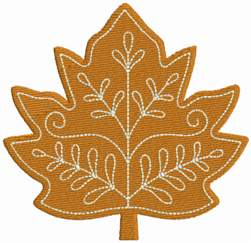 Yellow Leaf Embroidery Print