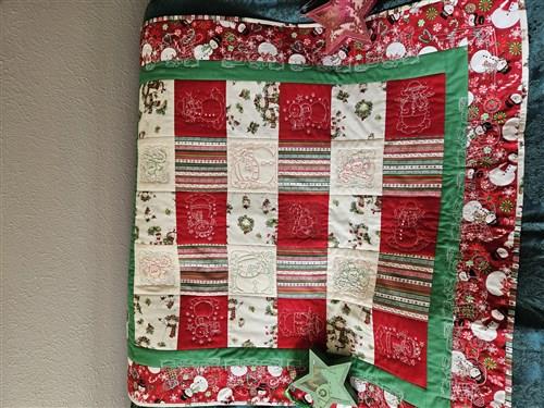 Christmas Snowman & Candy Cane Quilt Block