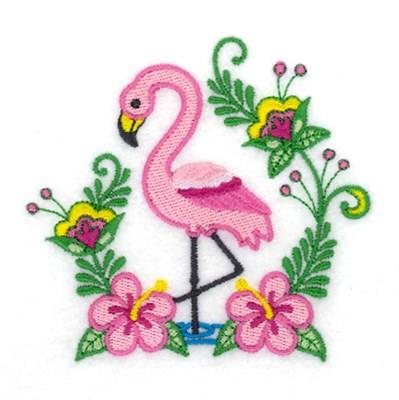Jacobean Flamingo Embroidery Design