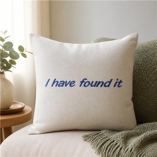 White Towel with Blue Phrase