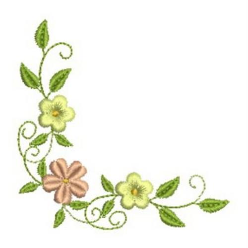Machine embroidery design Romantic Pansies Floral Corner