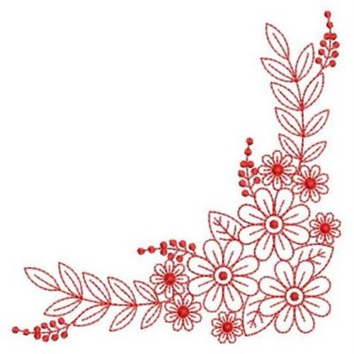 Flower Elegance Corner Embroidery Design