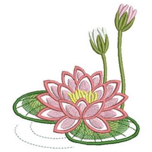 Pink Water Lilies Embroidery Design