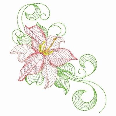 Beautiful Lily Stitched Embroidery Design