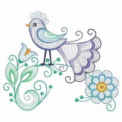 Stick and Stitch Embroidery Pattern Birds Floral, Sulky, Stitched