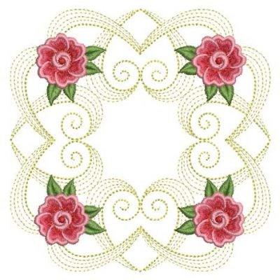 White And Pink Roses Embroidery Template For Design Of Clothes