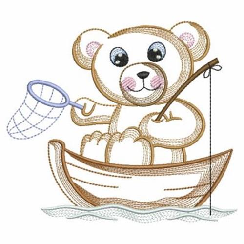 Fishing Teddy Bear Embroidery Design