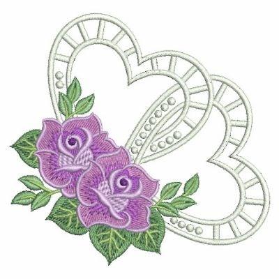 Rose Hearts Embroidery Design