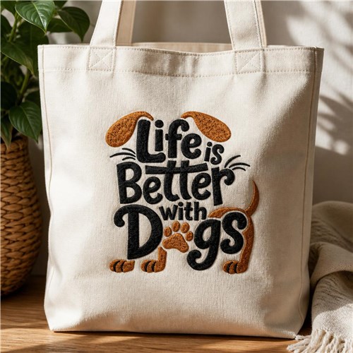 Life Is Better With Dogs – Dog Lover Saying, Paw Print, Dog Mom Gift & Pet Lover Quote