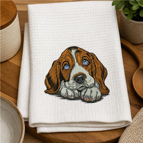 Basset Hound Dog Embroidery Design – Basset Hound Portrait, Puppy Eyes, Dog Lover Gift, Pet Portrait & Companion Dog Design