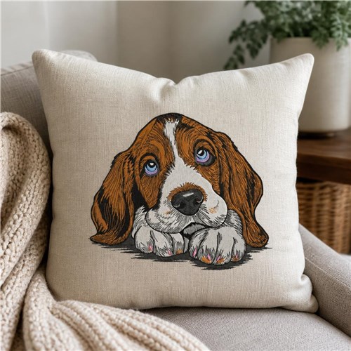 Basset Hound Dog Embroidery Design – Basset Hound Portrait, Puppy Eyes, Dog Lover Gift, Pet Portrait & Companion Dog Design