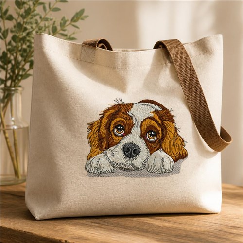 Cavalier King Charles Spaniel Dog Embroidery Design – Cavalier King Charles Spaniel Portrait, Puppy Eyes, Dog Lover Gift & Pet Portrait Design