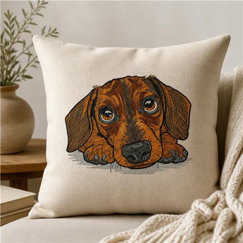 Dachshund Dog Embroidery Design – Wiener Dog, Doxie Face, Dog Lover Gift & Pet Portrait Design