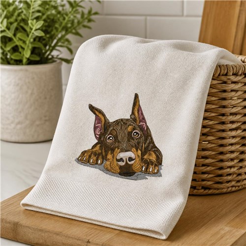 Doberman Dog Embroidery Design – Doberman Pinscher Portrait, Puppy Eyes, Dog Lover Gift & Pet Design