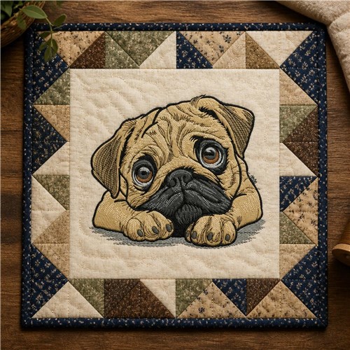 Pug Dog Embroidery Design – Pug Dog Face, Puppy Eyes, Dog Lover Gift, Pet Portrait & Breed Lover Design