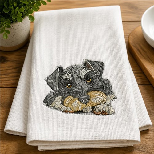 Miniature Schnauzer Dog Embroidery Design – Schnauzer Portrait, Puppy Eyes, Dog Lover Gift, Pet Portrait & Companion Dog Design