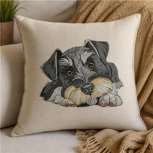 Miniature Schnauzer Dog Embroidery Design – Schnauzer Portrait, Puppy Eyes, Dog Lover Gift, Pet Portrait & Companion Dog Design