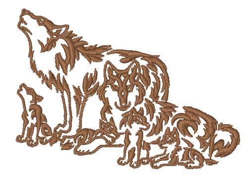 Wolf Pack Outline Embroidery Design